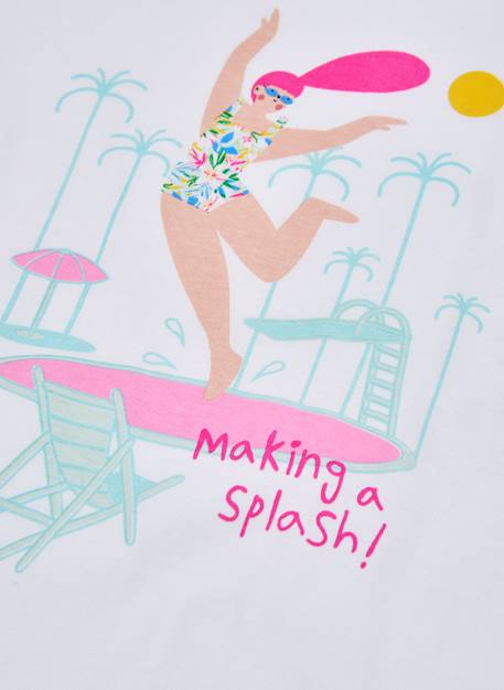 T-shirt coton imprimé piscine pour fille Blanc 4 - vertbaudet enfant 