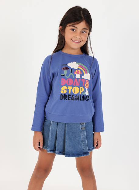 Jupe en denim avec boutons Bleu 2 - vertbaudet enfant 