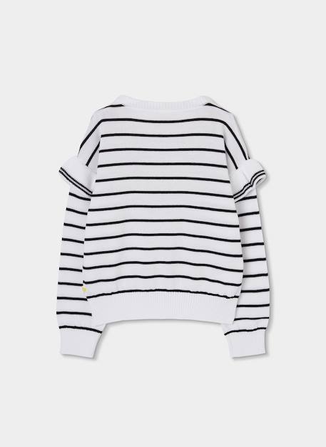 Pull à manches longues rayé Blanc 3 - vertbaudet enfant 