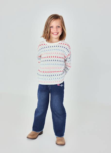 Pantalon fille en denim Bleu 1 - vertbaudet enfant 