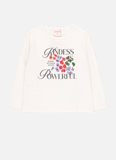 T-shirt fille en maille imprimé message Blanc 2 - vertbaudet enfant 