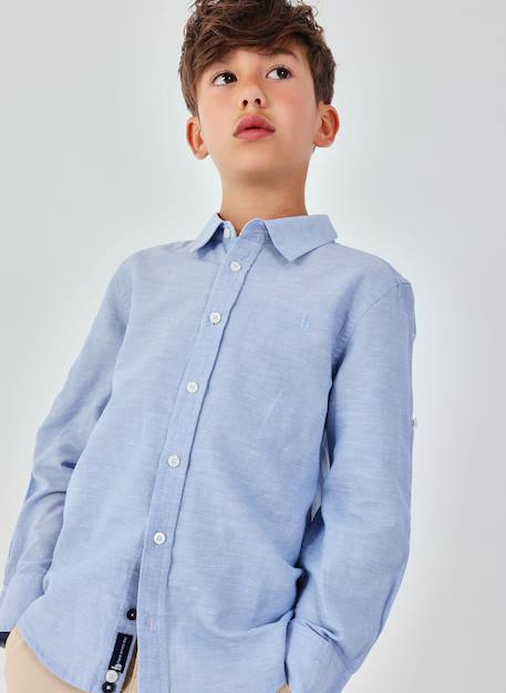 Chemise en lin Bleu 1 - vertbaudet enfant 