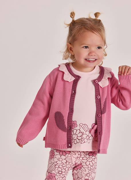 Gilet bébé tricot Rose 1 - vertbaudet enfant 