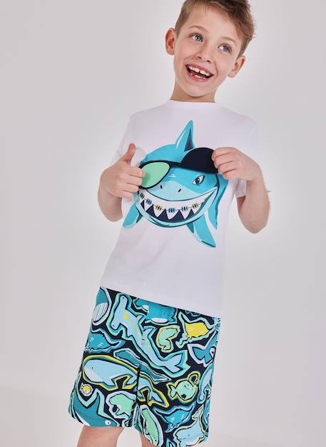 T-shirt enfant coton requin Blanc 1 - vertbaudet enfant 