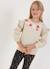 Sweat-shirt fille molleton brodé fleurs Beige 1 - vertbaudet enfant 