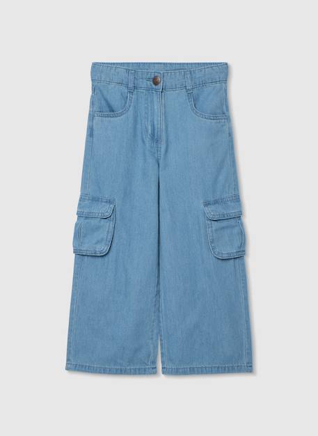 Pantalon fille denim délavée Bleu 2 - vertbaudet enfant 