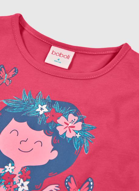 T-shirt fille coton avec imprimé Rose 4 - vertbaudet enfant 