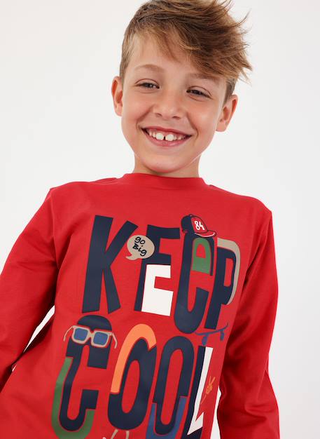 T-shirt en maille garçon imprimé keep cool Grenat 1 - vertbaudet enfant 