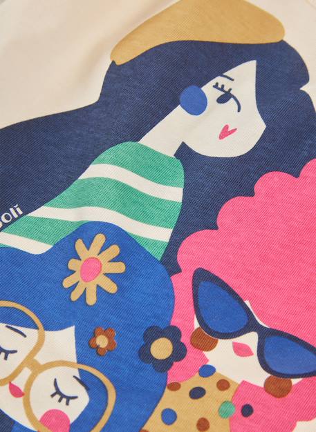 T-shirt fille en maille imprimé amies Blanc 4 - vertbaudet enfant 