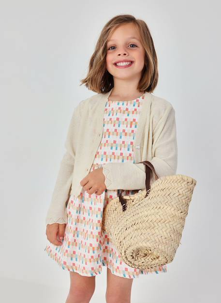 Gilet en coton fille Blanc 1 - vertbaudet enfant 