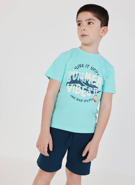 Ensemble t-shirt et short coton Vert 1 - vertbaudet enfant 