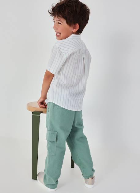 Pantalon enfant lin Vert 2 - vertbaudet enfant 