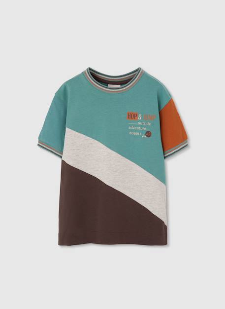 T-shirt enfant en coton block Vert 1 - vertbaudet enfant 