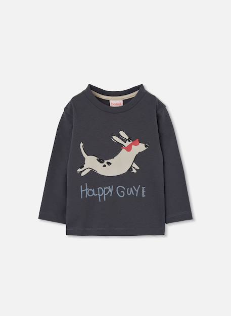 T-shirt garçon en maille imprimé lapin Gris 2 - vertbaudet enfant 