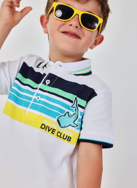 Polo en coton imprimé pour enfant Blanc 1 - vertbaudet enfant 