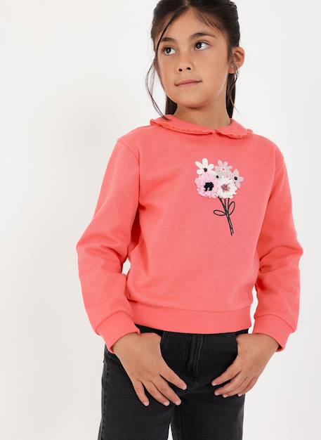 Sweat-shirt fille imprimé fleurs Pink 1 - vertbaudet enfant 