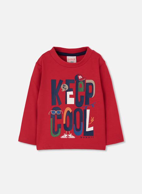 T-shirt en maille garçon imprimé keep cool Grenat 2 - vertbaudet enfant 