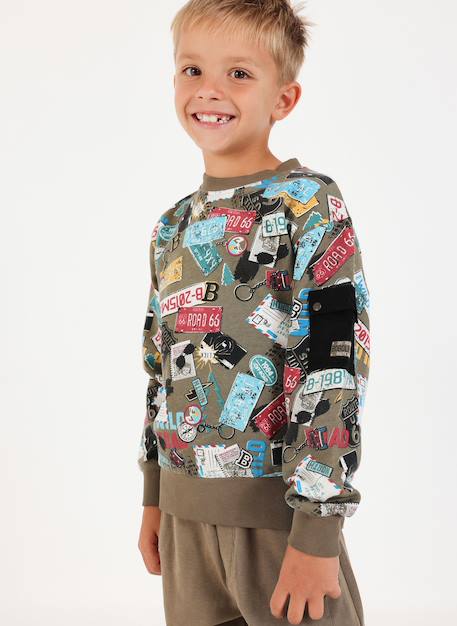 Sweat-shirt molleton garçon imprimé plaques d'immatriculation  - vertbaudet enfant