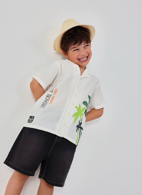 Chemise popeline palmiers Blanc 1 - vertbaudet enfant 