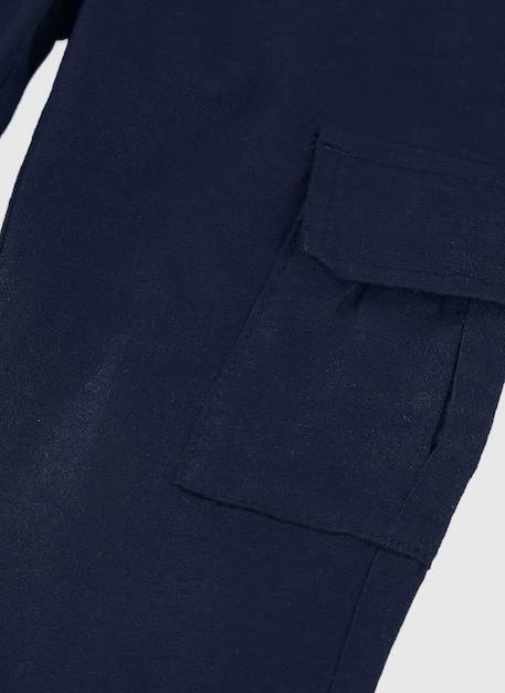 Pantalon garçon lin Bleu 4 - vertbaudet enfant 