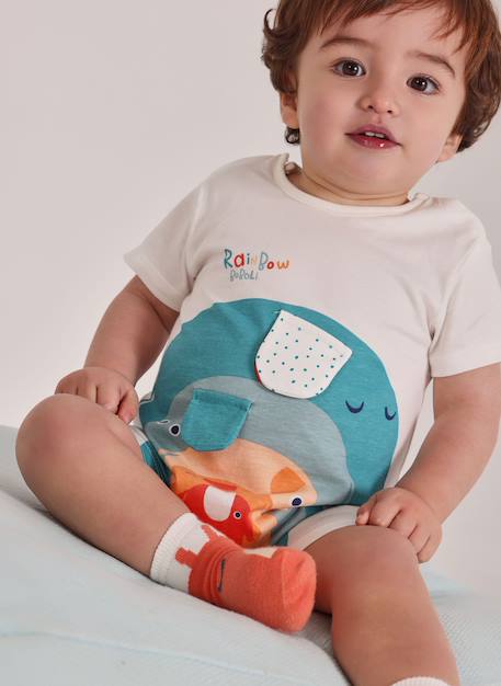 Barboteuse en coton imprimé Blanc 1 - vertbaudet enfant 
