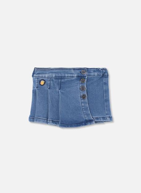 Jupe en denim avec boutons Bleu 3 - vertbaudet enfant 