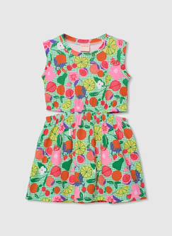 -Robe en maille imprimée fruits