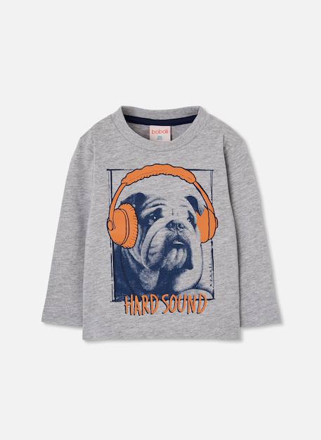 T-shirt garçon maille imprimé chien Gris 2 - vertbaudet enfant 