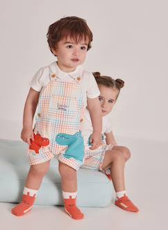 -Ensemble bébé salopette à carreaux en coton