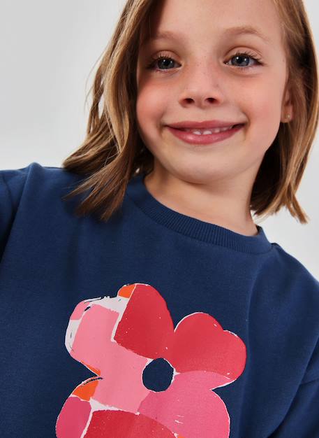 Sweat-shirt fille coton Bleu 1 - vertbaudet enfant 