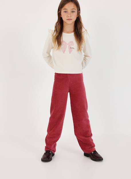 Pantalon fille en velours cotelé Grenat 1 - vertbaudet enfant 
