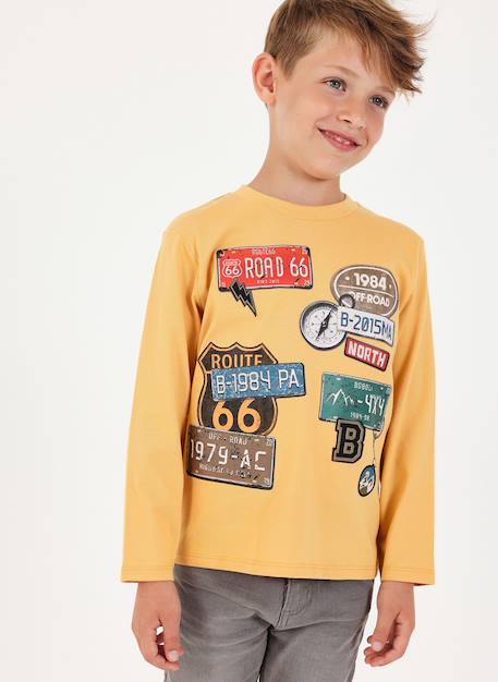 T-shirt garçon maille imprimé route 66 Jaune 1 - vertbaudet enfant 