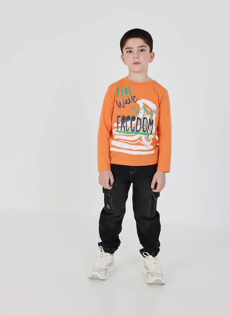 Pantalon enfant en jean Gris 1 - vertbaudet enfant 
