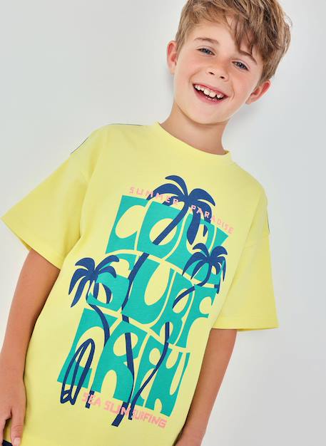 T-shirt garçon motif palmiers Jaune 1 - vertbaudet enfant 