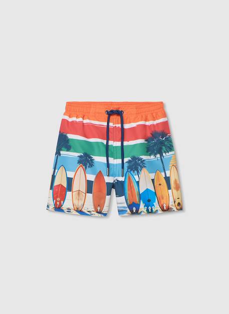 Maillot de bain garçon en tissu recyclé planche de surf Orange 1 - vertbaudet enfant 