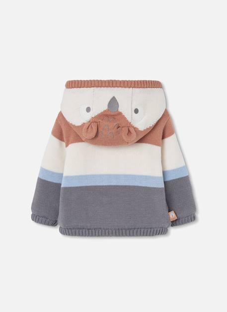 Veste bébé garçon en maille à rayures avec capuche Marron 3 - vertbaudet enfant 