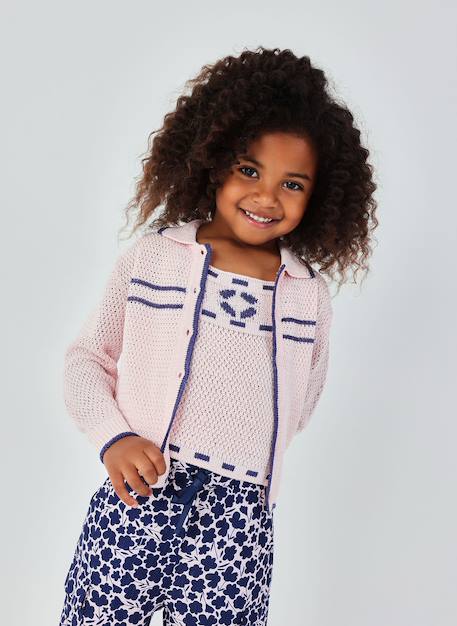 Gilet en maille pour fille Rose 1 - vertbaudet enfant 