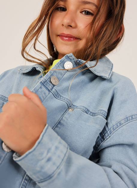 Veste en jean fille coton délavé Bleu 2 - vertbaudet enfant 