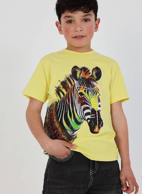 T-shirt enfant coton zèbre Jaune 1 - vertbaudet enfant 