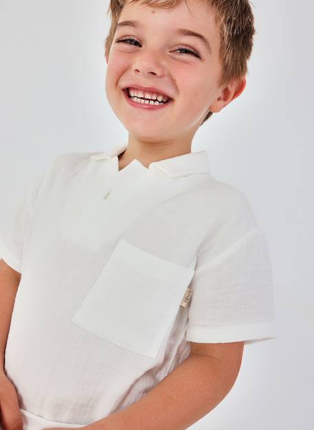 Polo en coton pour garçon Blanc 1 - vertbaudet enfant 