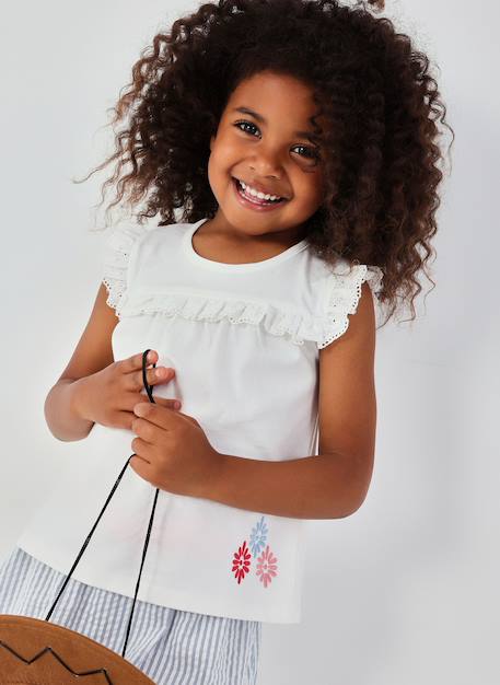 T-shirt fille coton Blanc 1 - vertbaudet enfant 