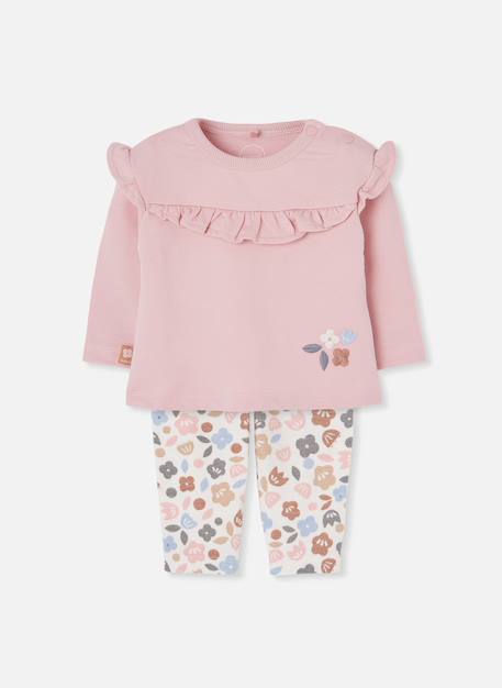 Ensemble bébé fille maille imprimé fleurs Pink 1 - vertbaudet enfant 