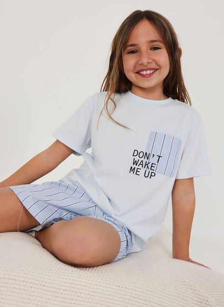 Pyjama enfant en coton à manches courtes Bleu 2 - vertbaudet enfant 