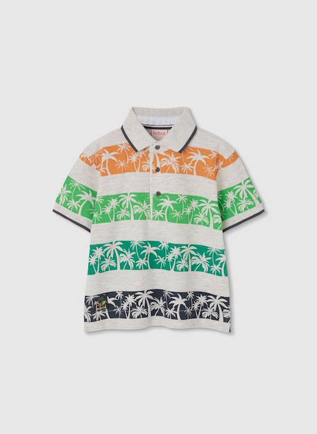 Polo en coton imprimé pour garçon Gris 1 - vertbaudet enfant 