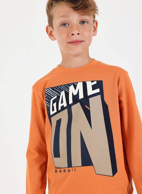 T-shirt garçon en maille imprimé game on Marron 1 - vertbaudet enfant 