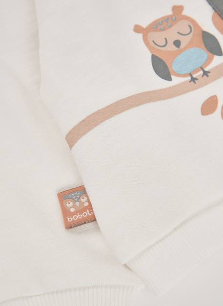 Sweat-shirt bébé molleton imprimé hiboux Blanc 4 - vertbaudet enfant 