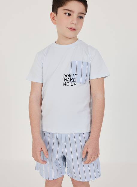 Pyjama enfant en coton à manches courtes Bleu 1 - vertbaudet enfant 