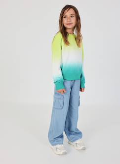 -Pantalon fille denim délavée