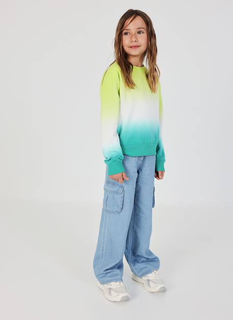 Pantalon fille denim délavée Bleu 1 - vertbaudet enfant 