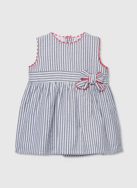 Bébé-Robe en popeline rayée